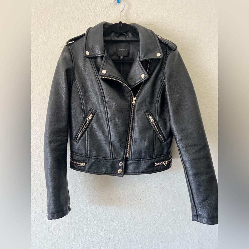 Cropped Vegan Leather Jacket